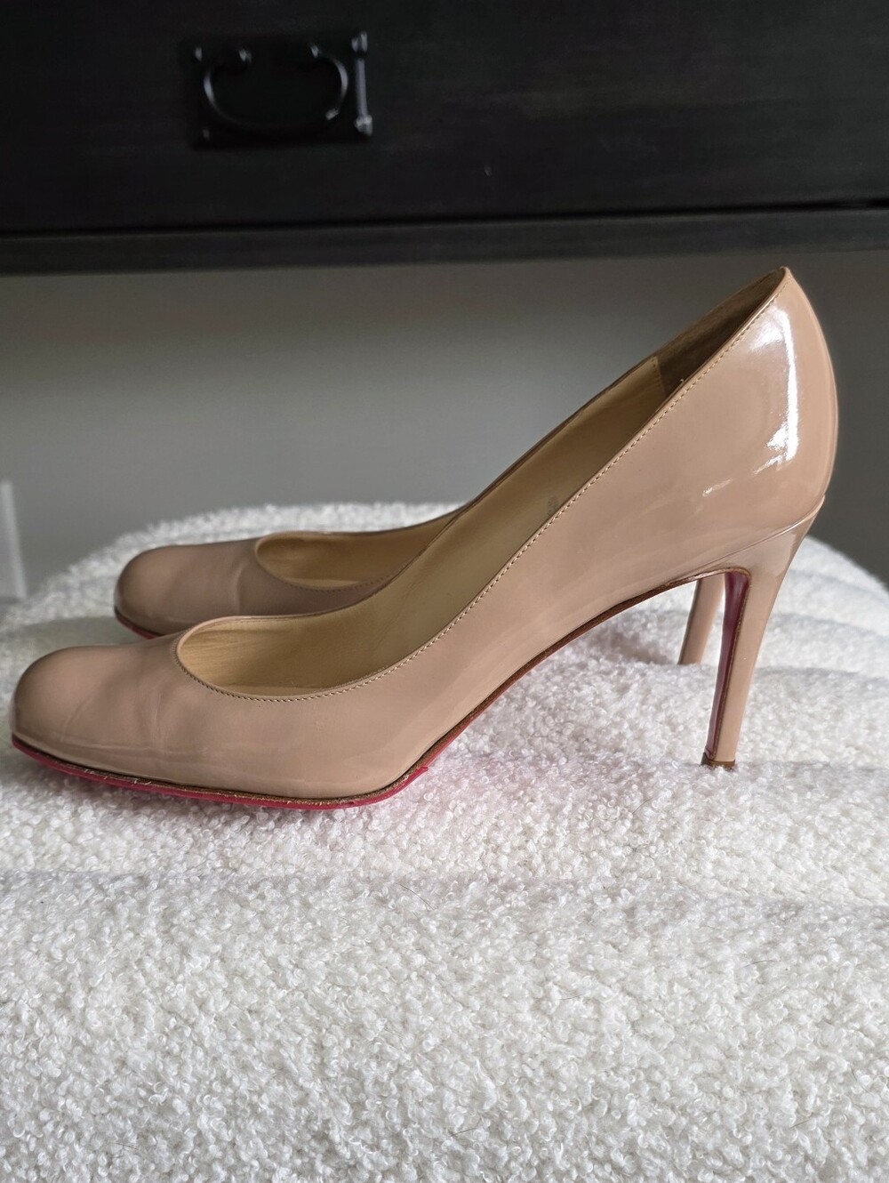 Christian Louboutin Nude Leather Shoe - 85mm Pump - Size 39